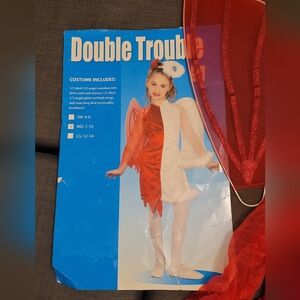 DOUBLE TROUBLE Girls Halloween Costume Size 7-10 Years Angel & Devil Dress Wings